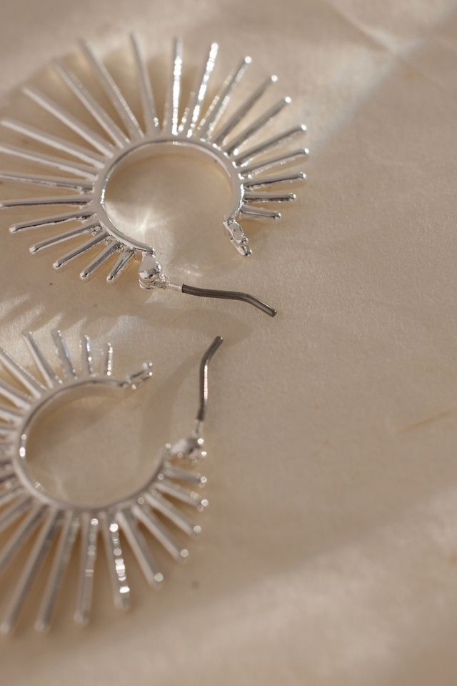 Gold-Plated Sun Spike Hoop Earrings #4