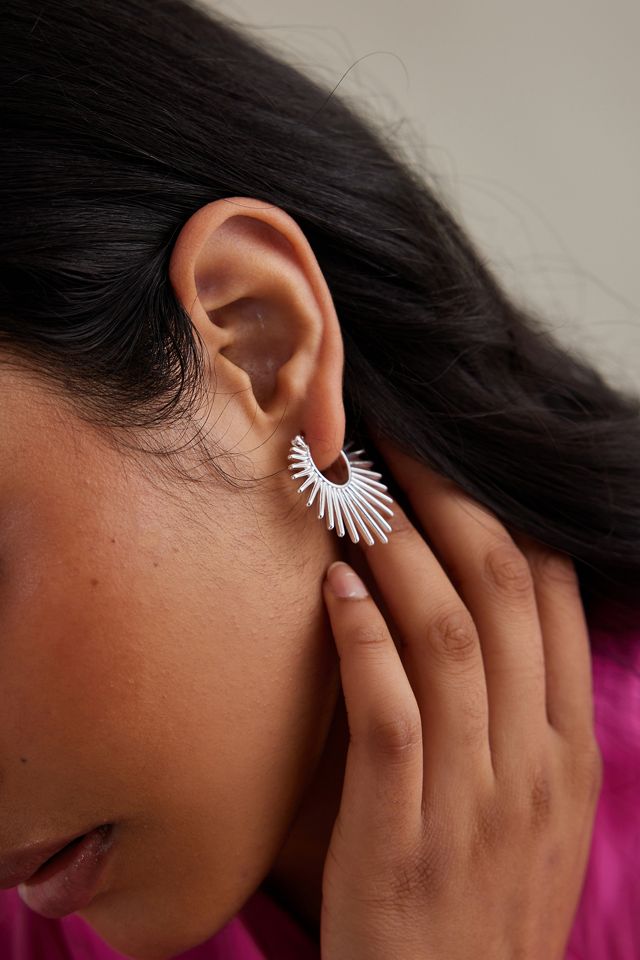 Gold-Plated Sun Spike Hoop Earrings #2