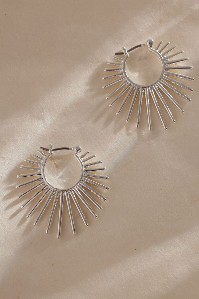 Gold-Plated Sun Spike Hoop Earrings #1