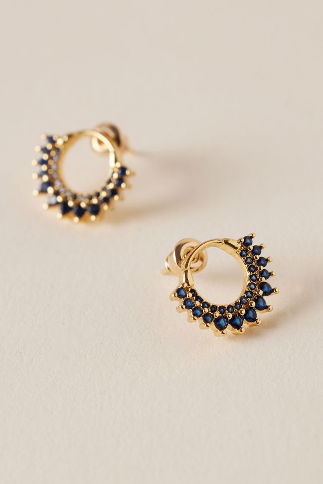 GoldPlated Crystal Circle Stud Earrings Anthropologie UK