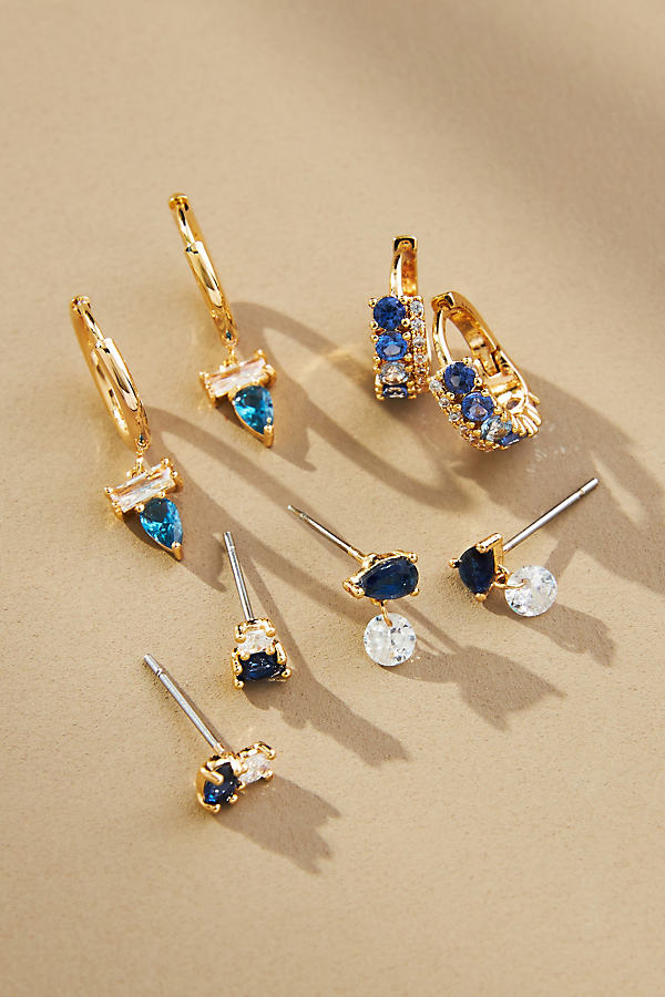 Gold-Plated Birthstone Earrings, Set of 4