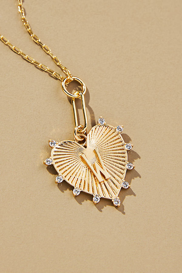 Gold-Plated Monogram Heart Pendant Necklace