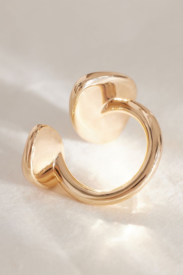 Anillo ajustable de doble guijarro de gran tamaño plateado #2
