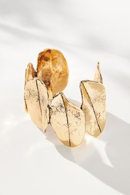 Anthropologie Silver-plated Chunky Cuff Bracelet In Gold