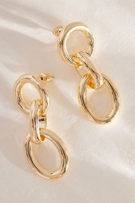 Anthropologie Gold-plated Chunky Chain Drop Earrings
