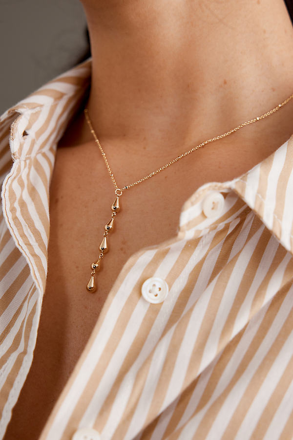 Gold-Plated Tiered Teardrop Pendant Necklace