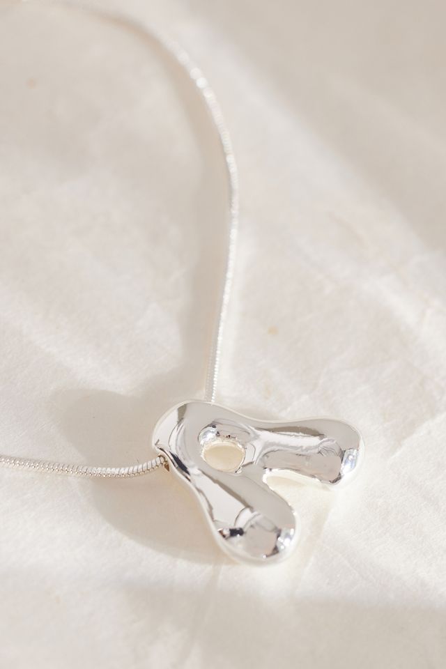 Silver-Plated Bubble Letter Monogram Necklace | Anthropologie UK