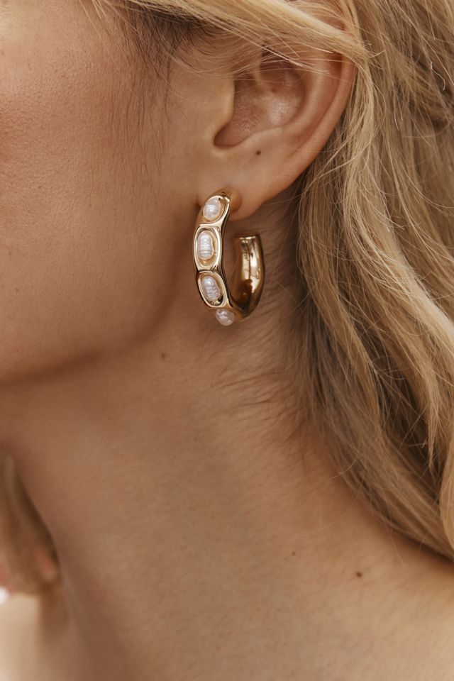 Encased Stone Hoop Earrings #1