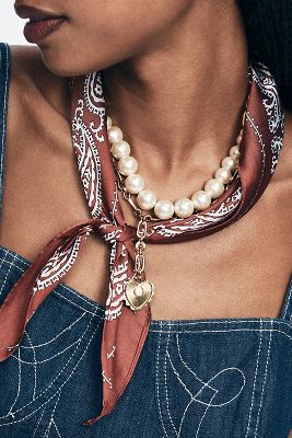 Shop By Anthropologie Pearl Bandana Necklace In Multicolor