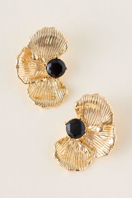 Gold-Plated Floral Molten Post Earrings
