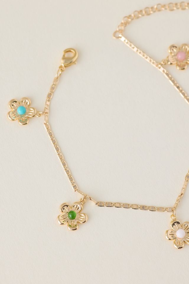 Braccialetto con Ciondolo a Forma di Margherita Floreale Placcato Oro #2