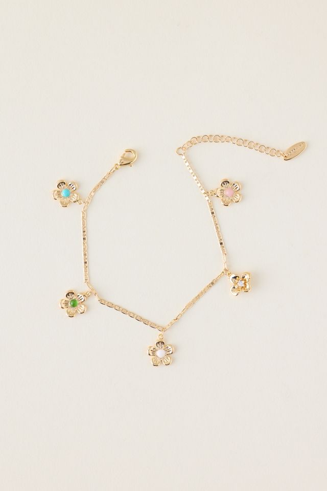 Braccialetto con Ciondolo a Forma di Margherita Floreale Placcato Oro #1