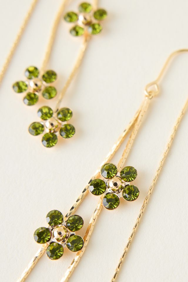 Gold-Plated Daisy Sparkle Threader Earrings #2