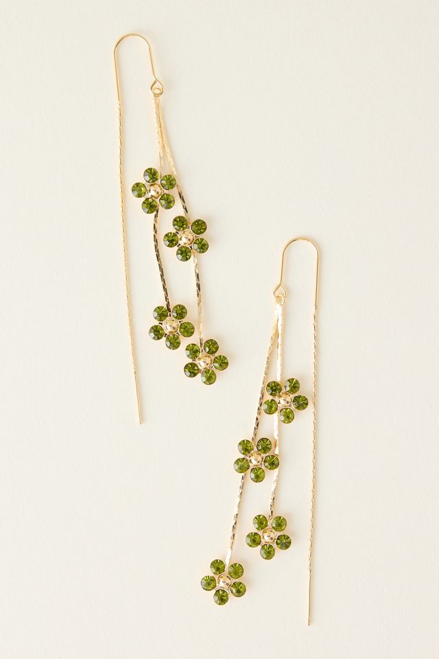 Gold-Plated Daisy Sparkle Threader Earrings #1