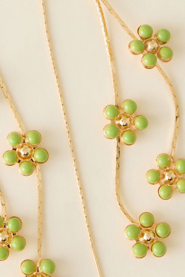 Gold-Plated Daisy Sparkle Threader Earrings #1