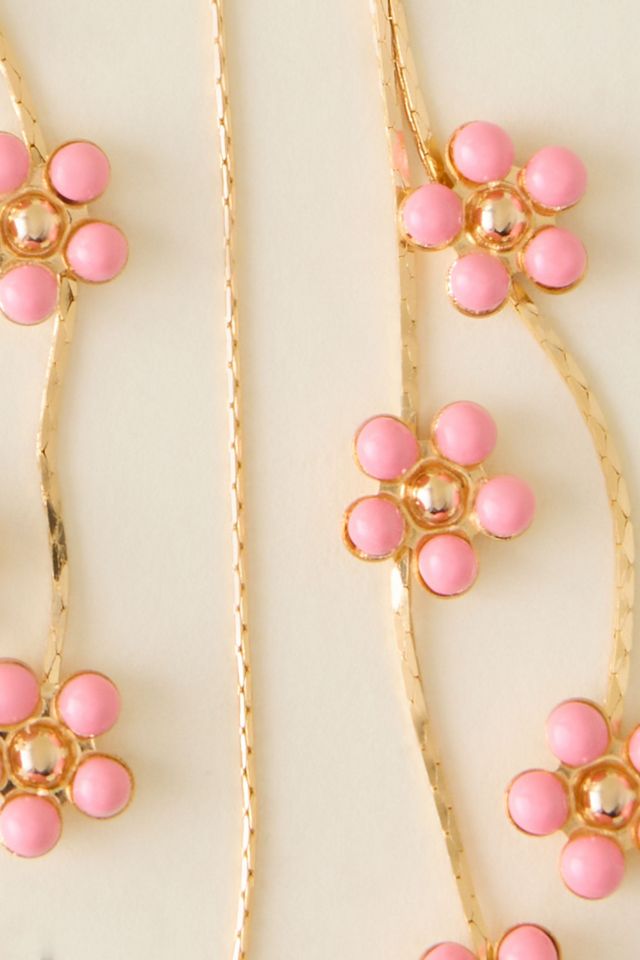 Gold-Plated Daisy Sparkle Threader Earrings #1