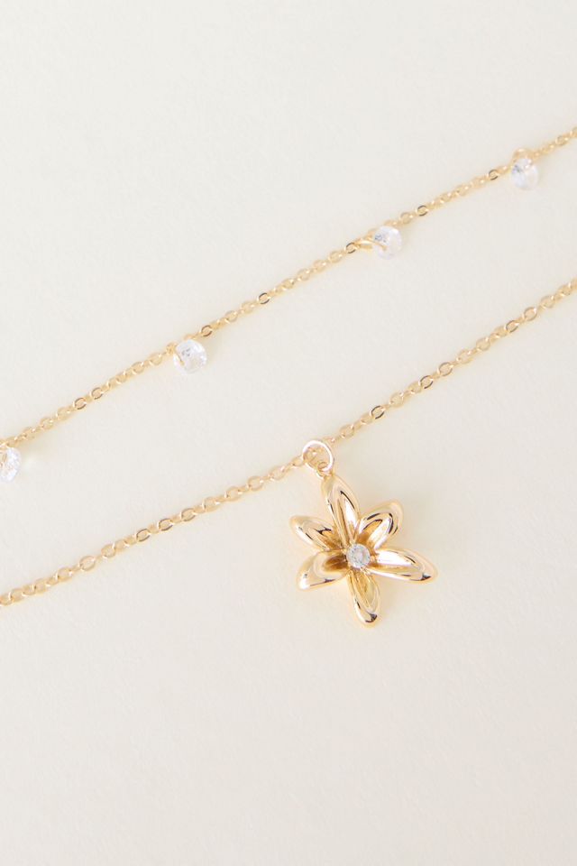 Vergoldete Mehrschichtige Blumen-Halskette #1