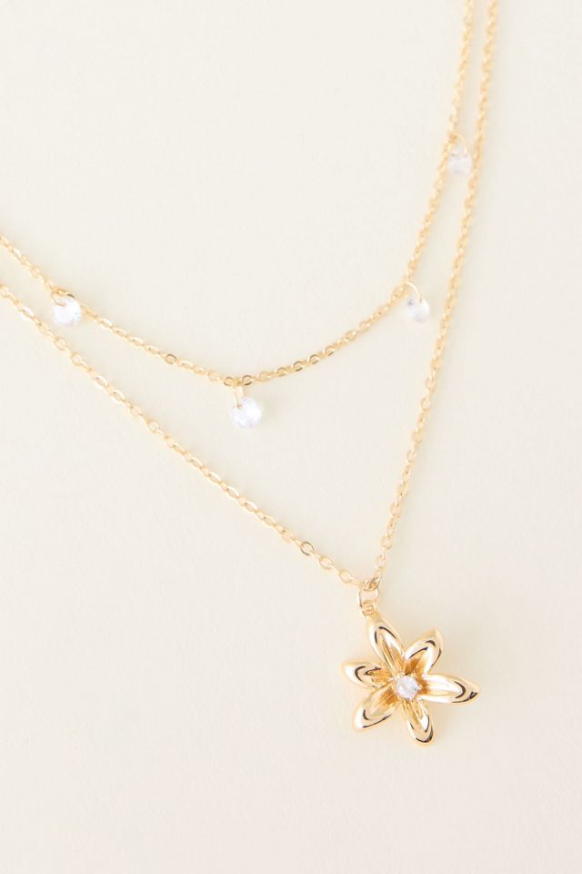 Vergoldete Mehrschichtige Blumen-Halskette #2