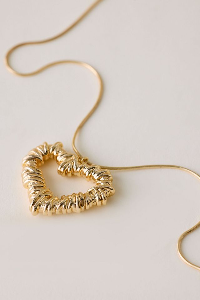 Textured Heart Pendant Necklace #1