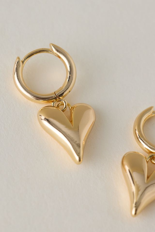 Puffy Heart Huggie Hoop Earrings #1