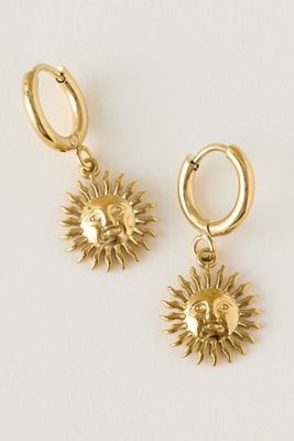 Aretes de Aro Huggie de Sol Resistentes al Agua