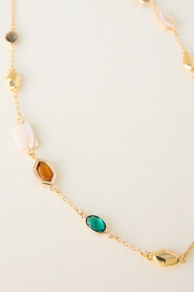 Collier plaqué or avec pierre et coquillage #1