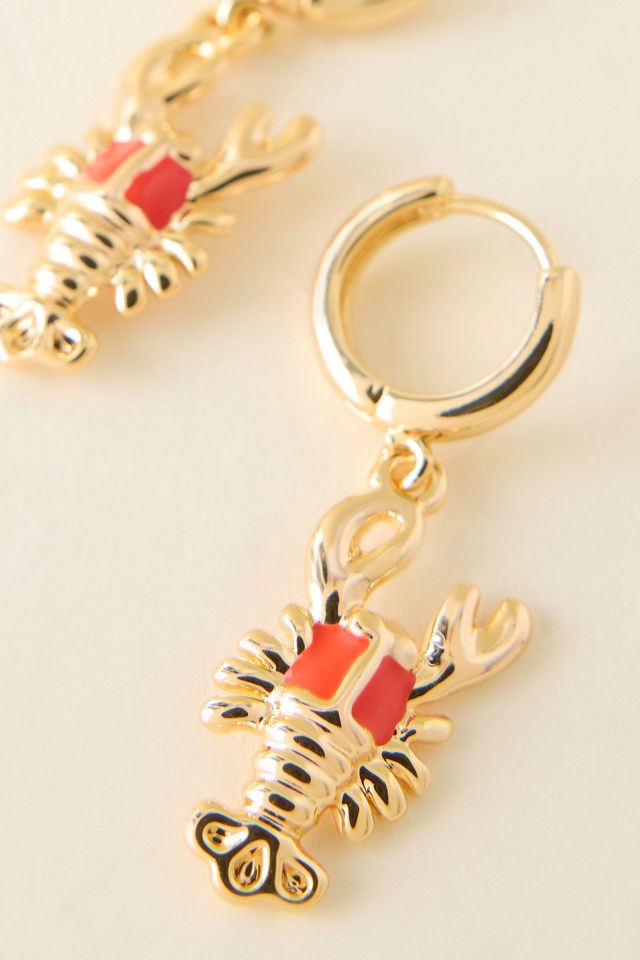 Gold-Plated Lobster Huggie Hoop Earrings #1
