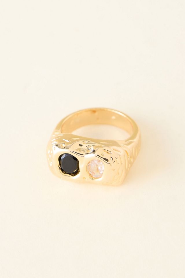 Hammered Double-Stone Ring #2