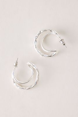 Hammered Moon Hoop Earrings