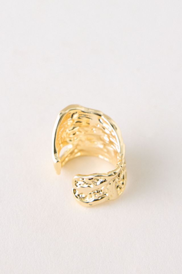 Anillo Martillado Bañado en Oro #2