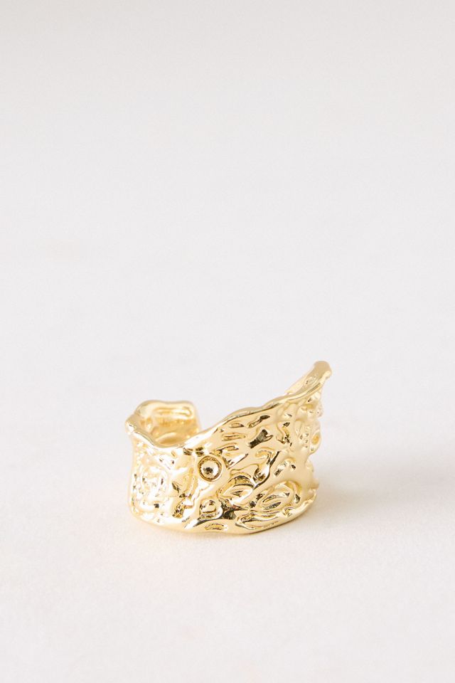 Anillo Martillado Bañado en Oro #1