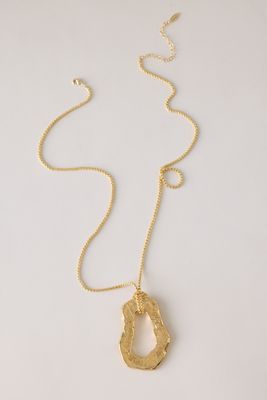 Collar con Colgante Martillado Bañado en Oro