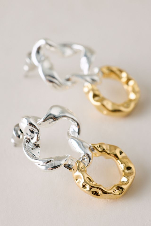 Mixed Metal Drop Earrings #1