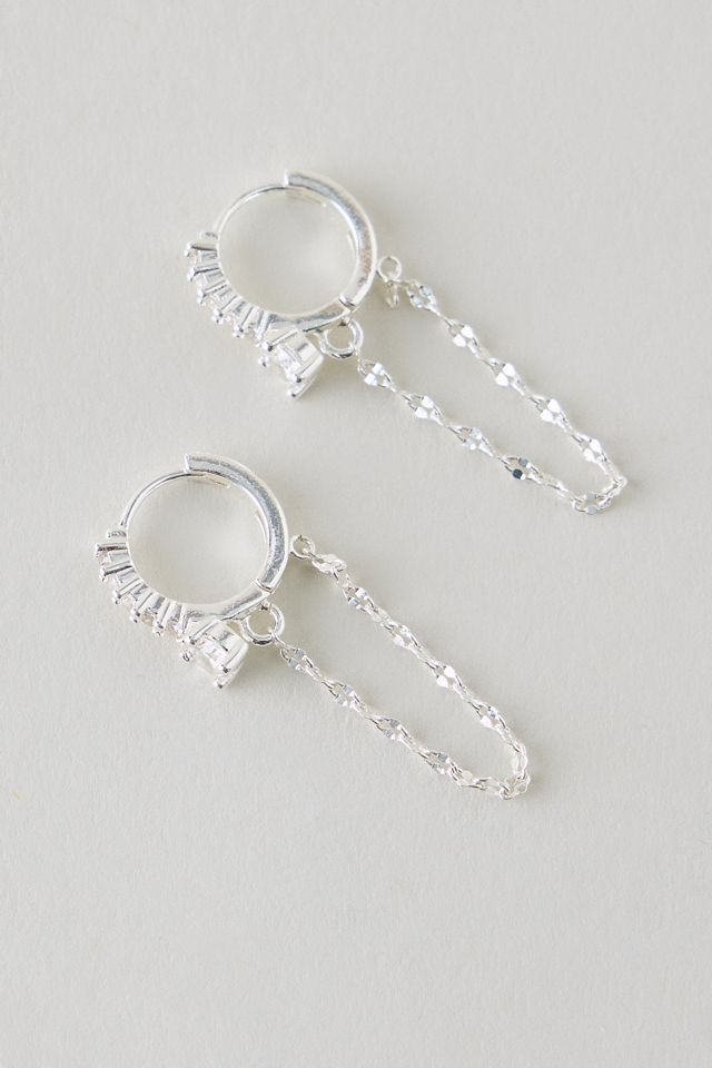Boucles d'oreilles créoles pendantes à chaîne scintillante #1