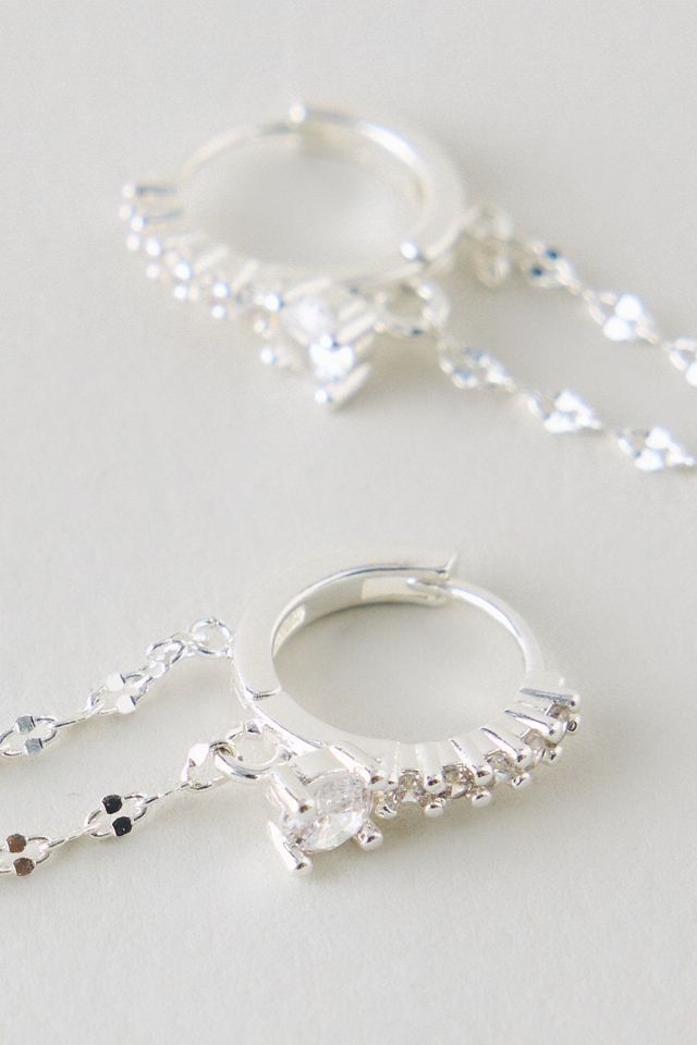 Boucles d'oreilles créoles pendantes à chaîne scintillante #2