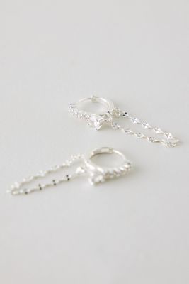 Boucles d'oreilles créoles pendantes à chaîne scintillante