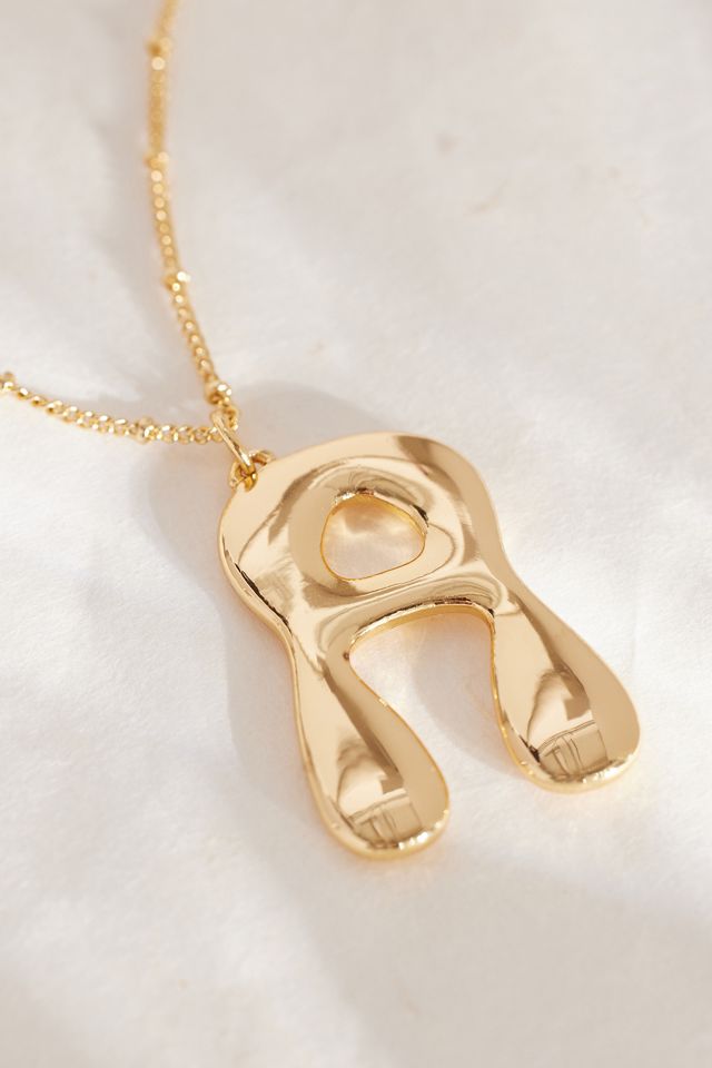 Gold-Plated Oversized Bubble Monogram Necklace #1