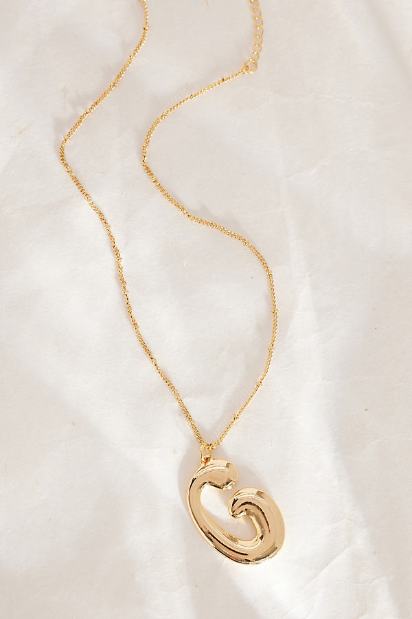 Gold-Plated Oversized Bubble Monogram Necklace