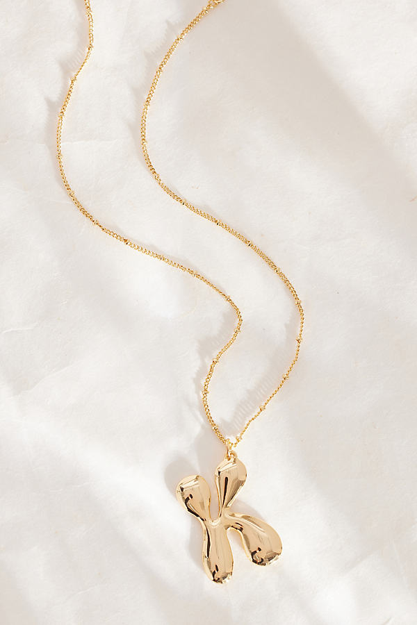 Gold-Plated Oversized Bubble Monogram Necklace