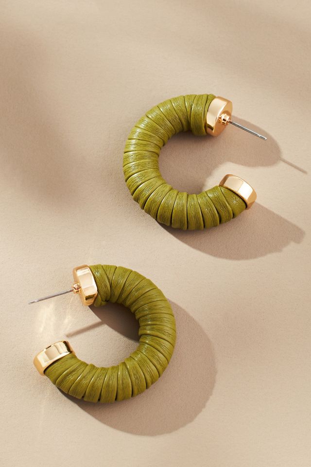 Boucles d'oreilles cerclées enveloppées de simili cuir #1