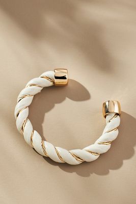 Shop By Anthropologie Faux-leather Wrapped Cuff Bracelet In White