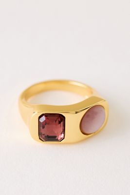 Anillo de Piedra Chapado en Oro