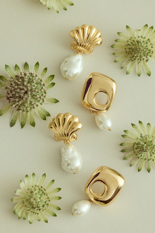 Shell Pearl Drop Earrings #2