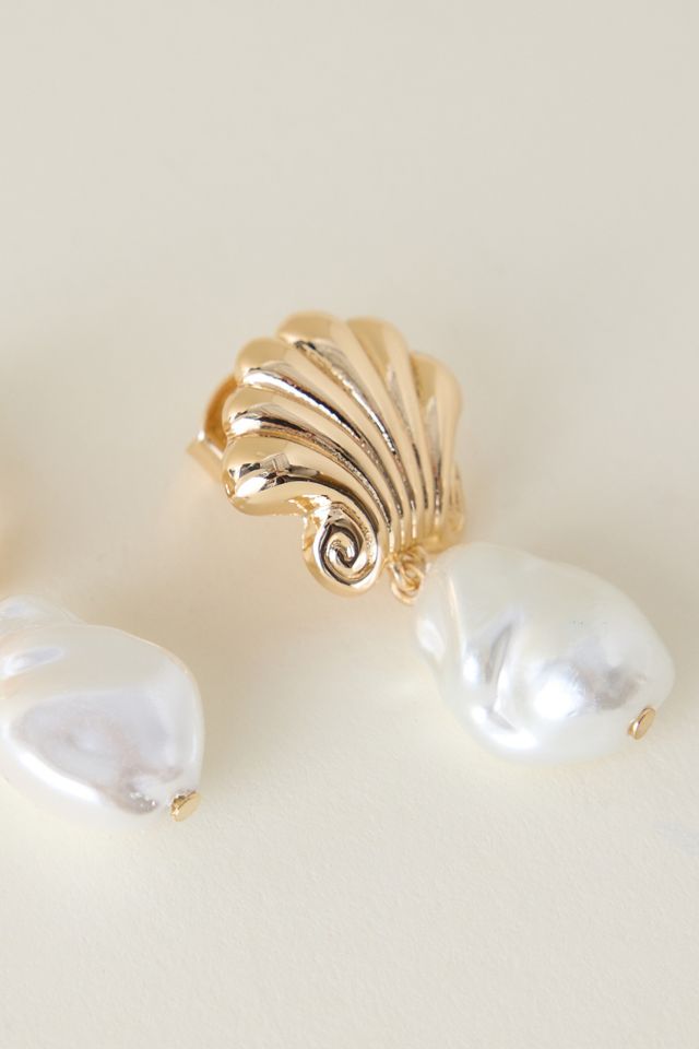 Shell Pearl Drop Earrings #1