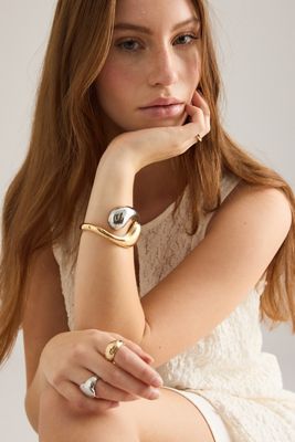 Mixed Metal Crossover Cuff Bracelet