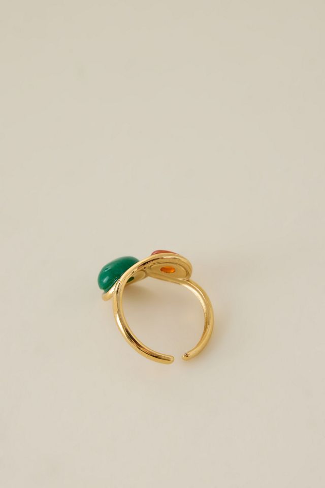 Gold-Plated Double Stone Ring #1