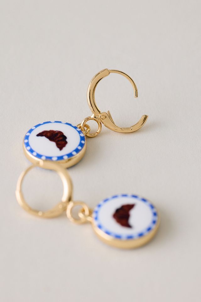 Ceramic Croissant Huggie Hoop Earrings #2