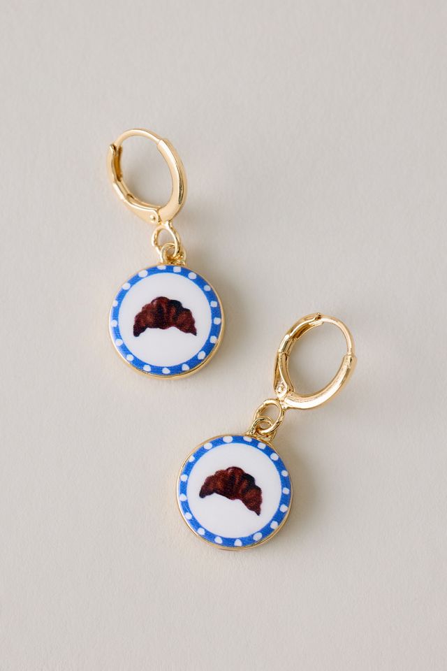 Ceramic Croissant Huggie Hoop Earrings #1