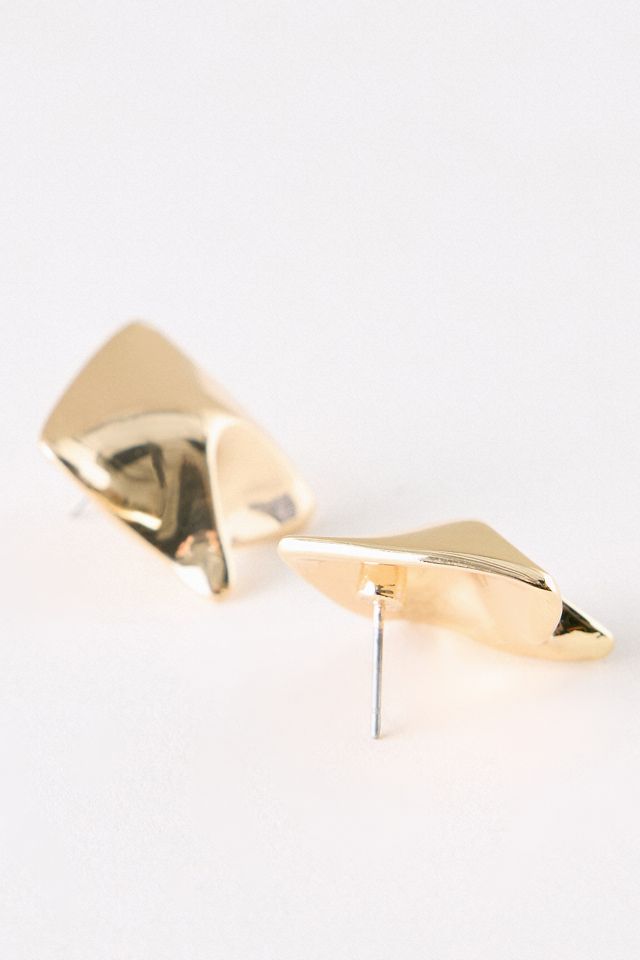 Aretes de Botón Cuadrados Esculpidos #1