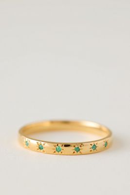 Carrie Elizabeth Simple Star Set Emerald Band